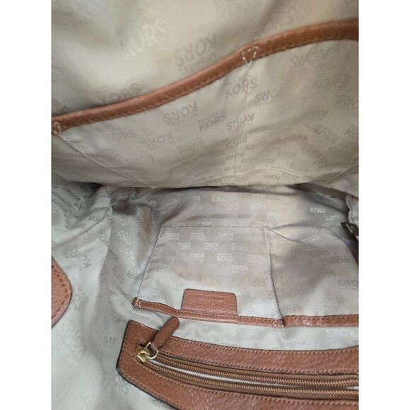 Michael Kors Brown Leather Hobo Bag With Front Buckle Pocket & Dual Handles - Picture 7 of 9